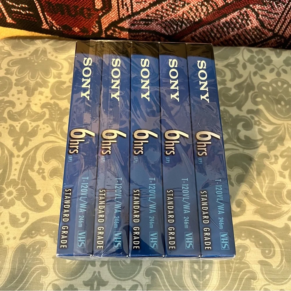 NEW 6 Pack Sony T-120 Standard Grade 6 Hour VHS Tapes